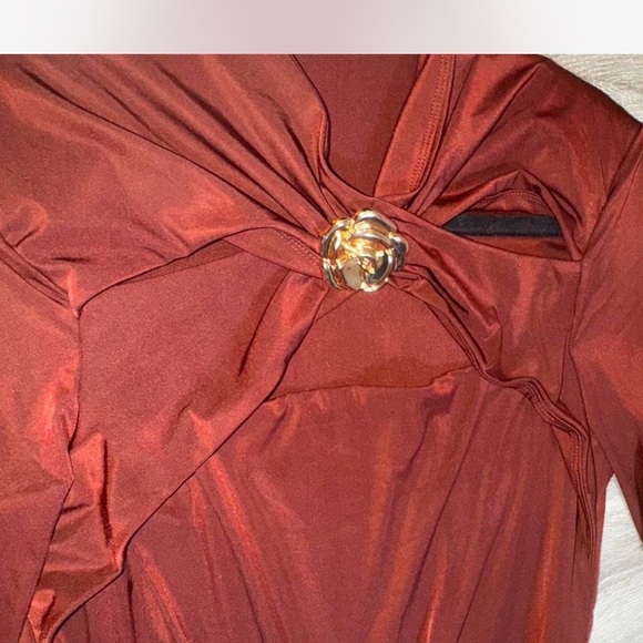 SHEIN Brown Long Sleeve Dress with Twist Detail - Picture 2 of 5